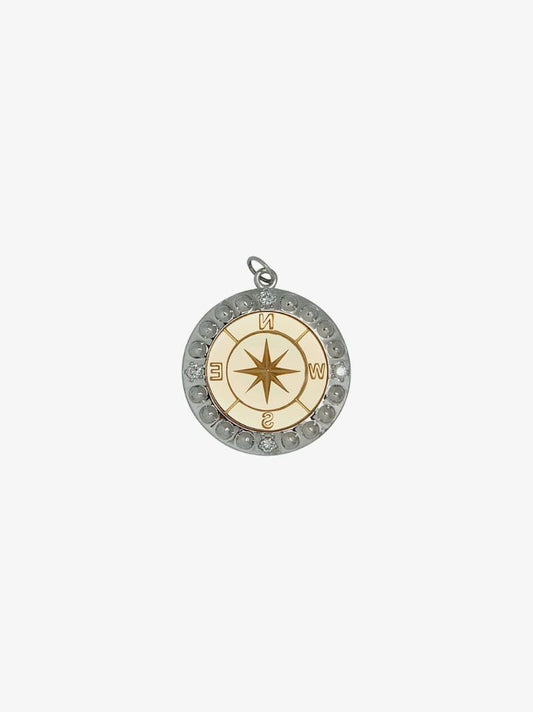 18k Yellow and White Gold Course Correction Large Diamond Medallion Charm