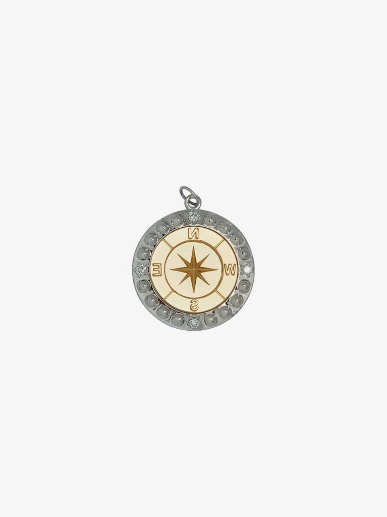 18k Yellow and White Gold Course Correction Large Diamond Medallion Charm