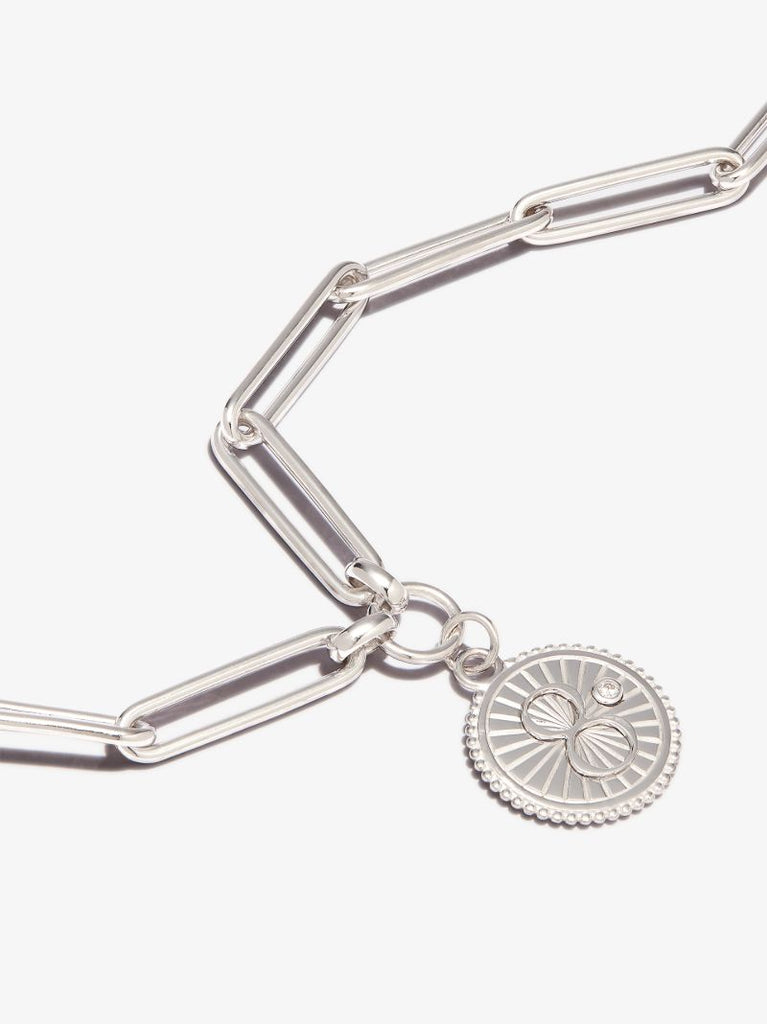 18k White Gold Karma Extended Clip Chain Diamond Bracelet