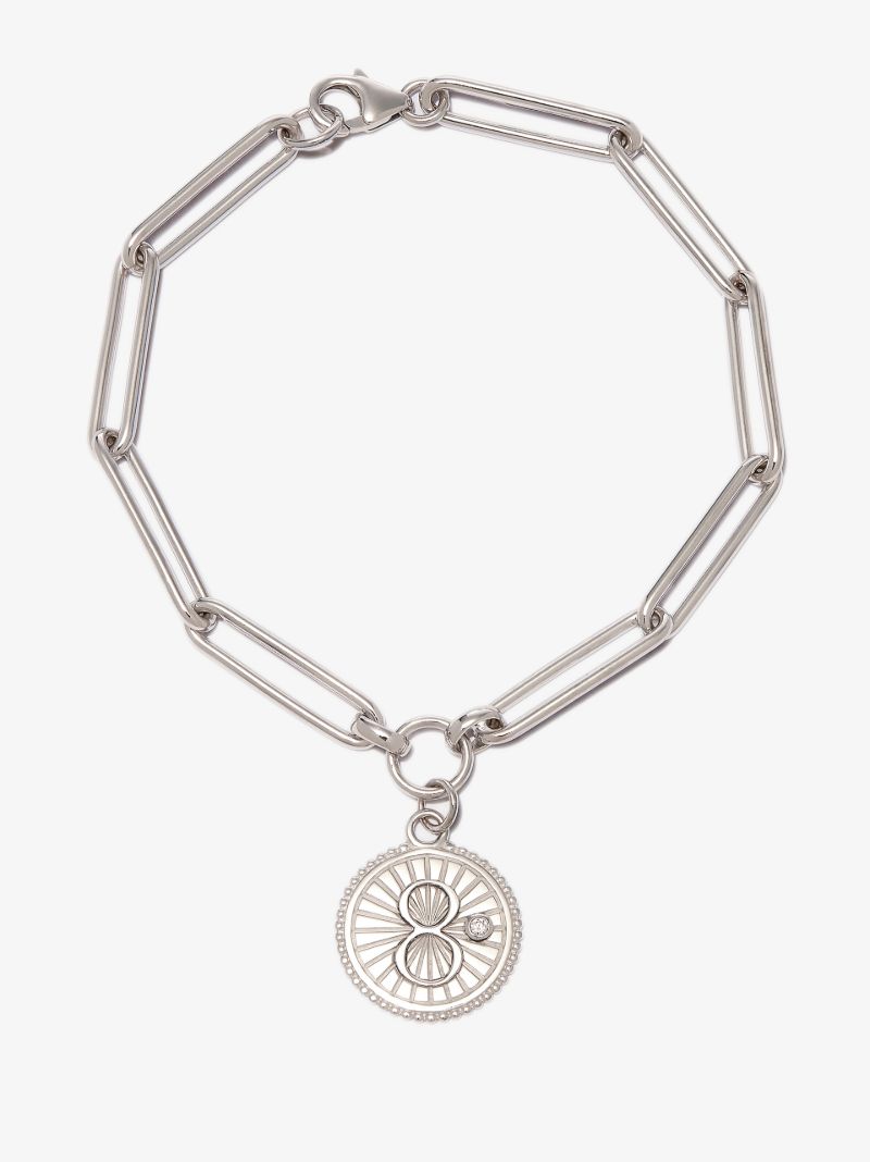 18k White Gold Karma Extended Clip Chain Diamond Bracelet