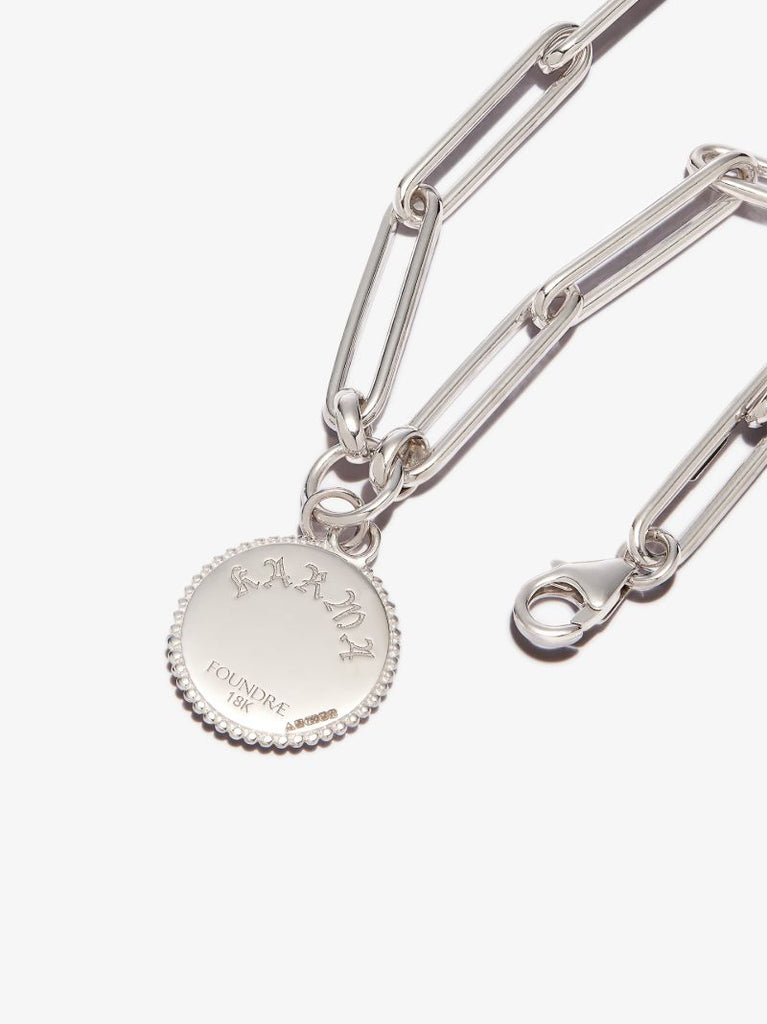 18k White Gold Karma Extended Clip Chain Diamond Bracelet