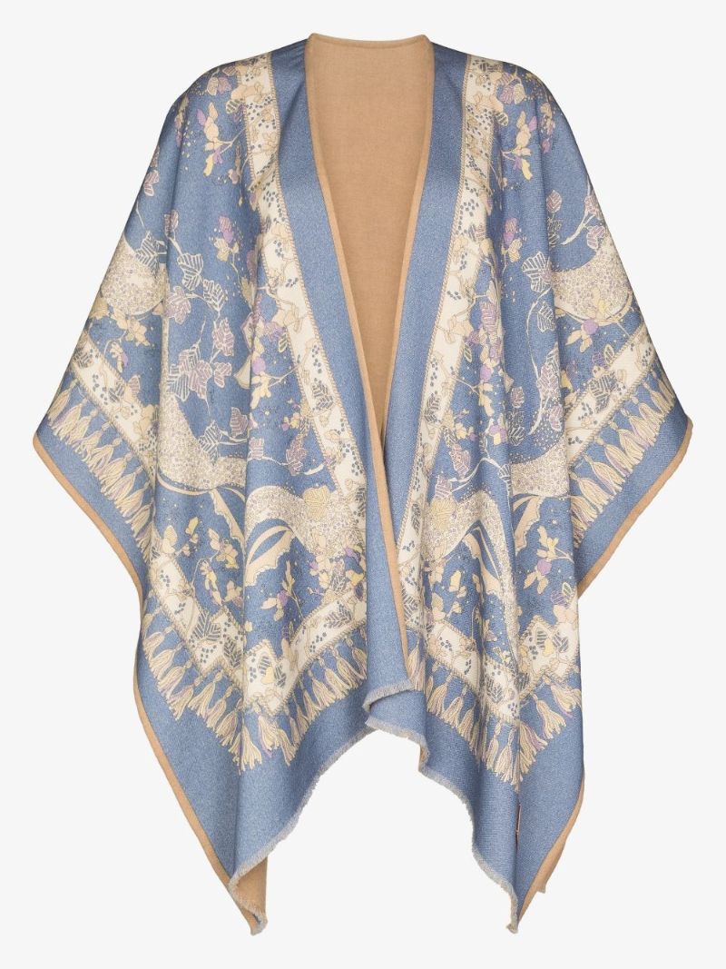 Rugiada Print Reversible Wool Poncho