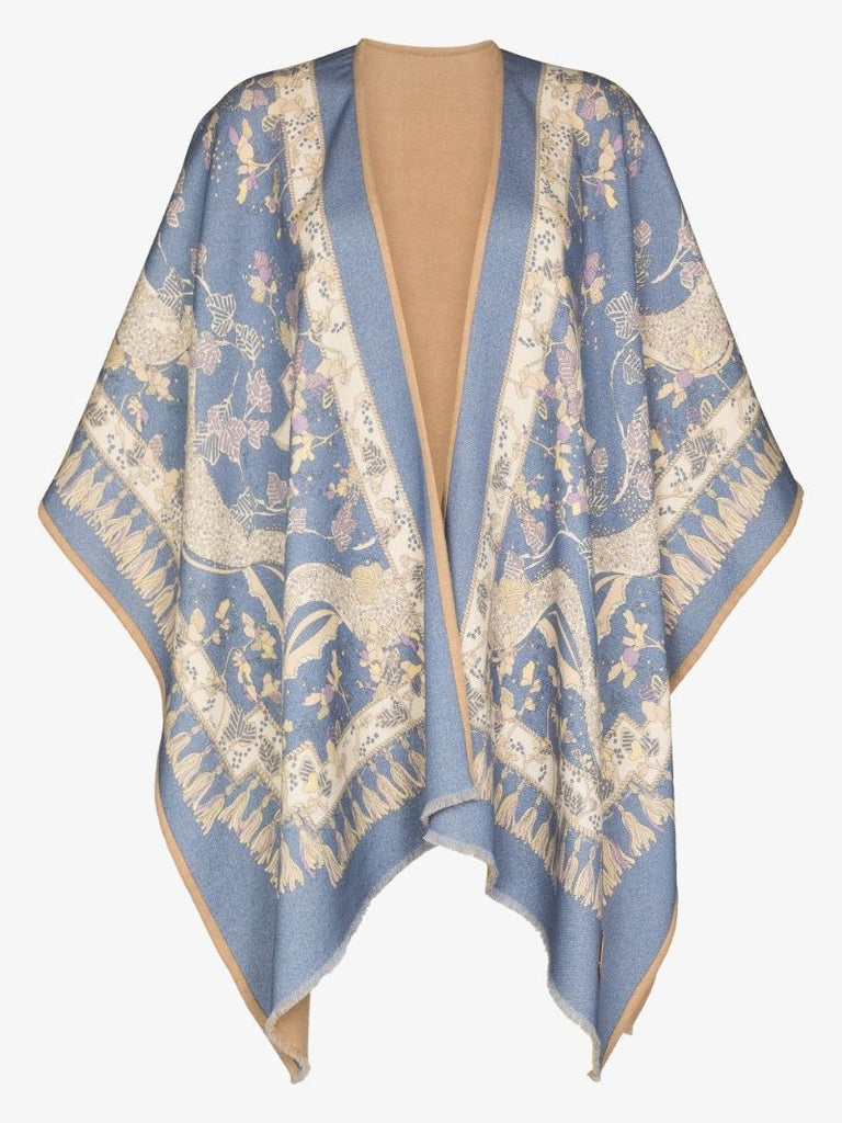 Rugiada Print Reversible Wool Poncho
