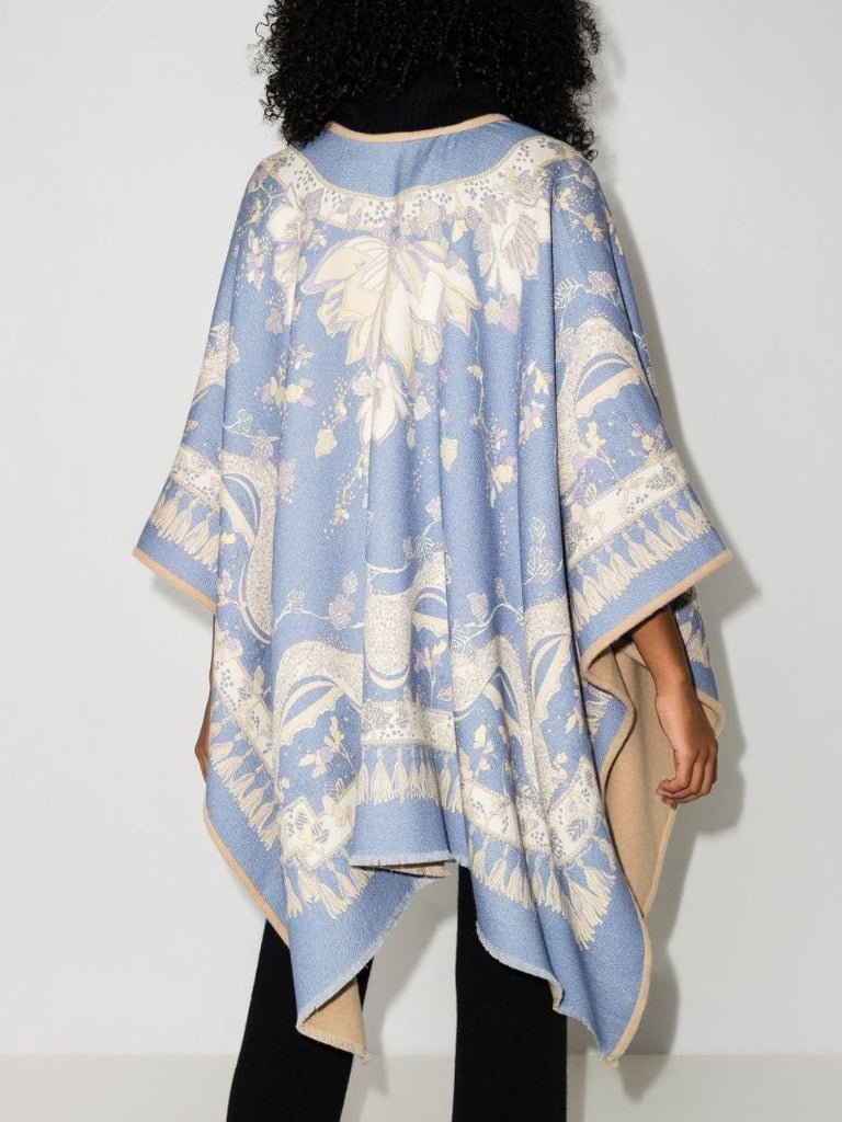Rugiada Print Reversible Wool Poncho