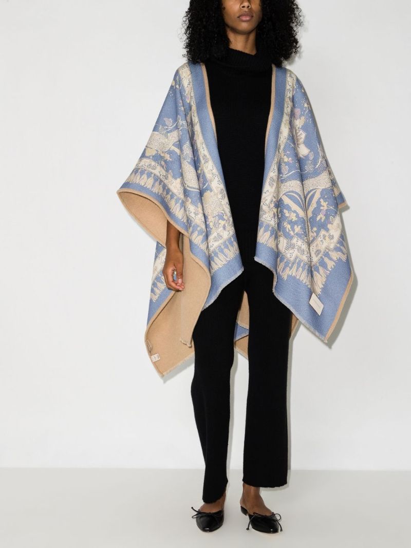 Rugiada Print Reversible Wool Poncho