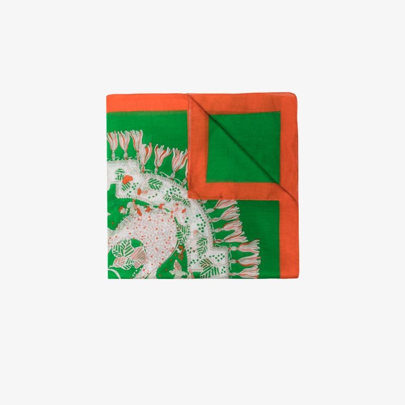 Green Rugiada Print Cotton Scarf