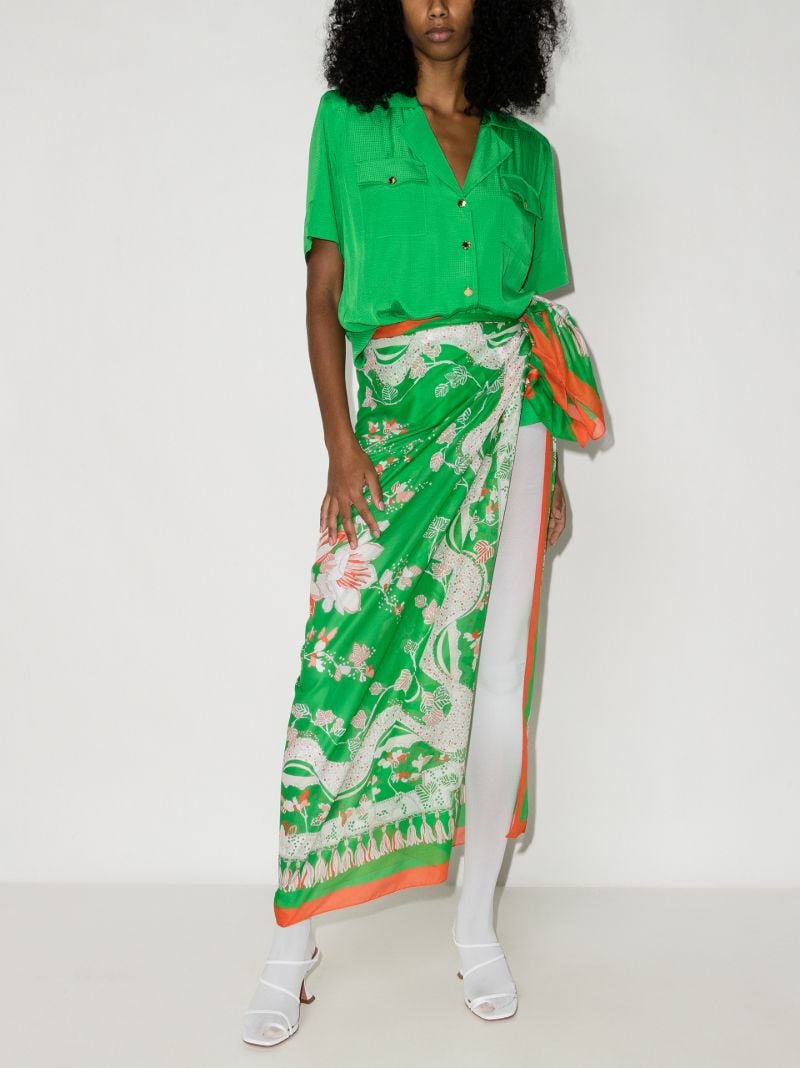 Green Rugiada Print Cotton Scarf