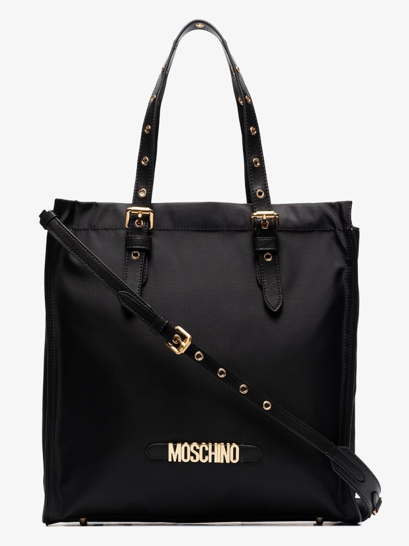 Black Logo Plaque Tote Bag