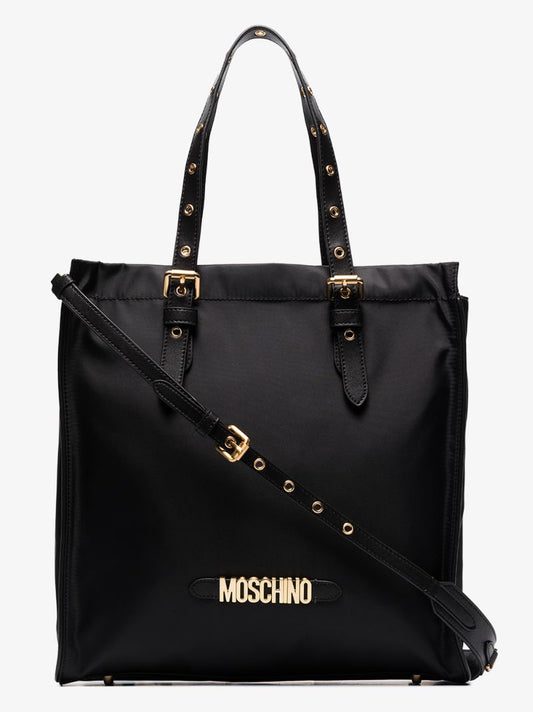 Black Logo Plaque Tote Bag