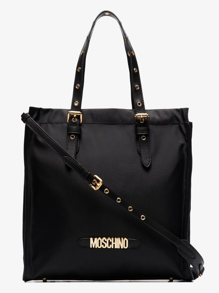 Black Logo Plaque Tote Bag