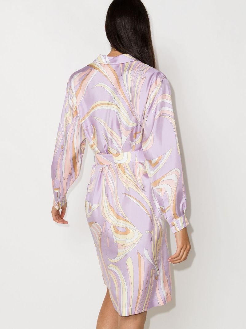 Vortici Print Silk Shirt Dress