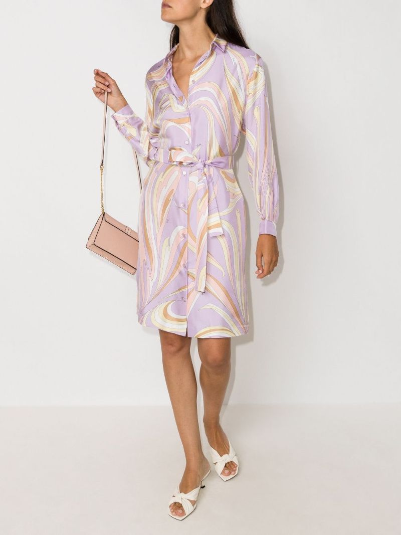 Vortici Print Silk Shirt Dress