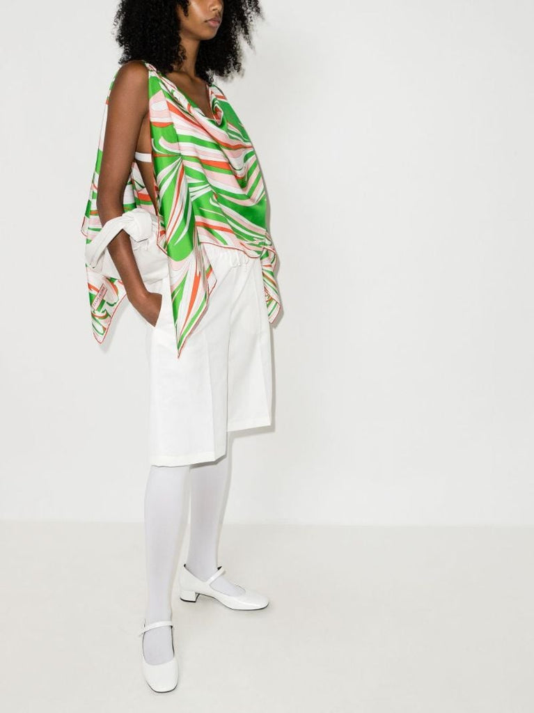 Vortici Print Silk Poncho Top