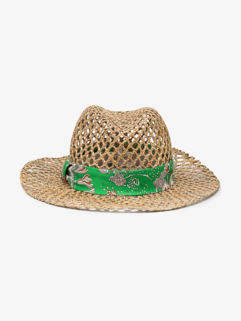 Neutral Rugiada Print Strap Straw Hat