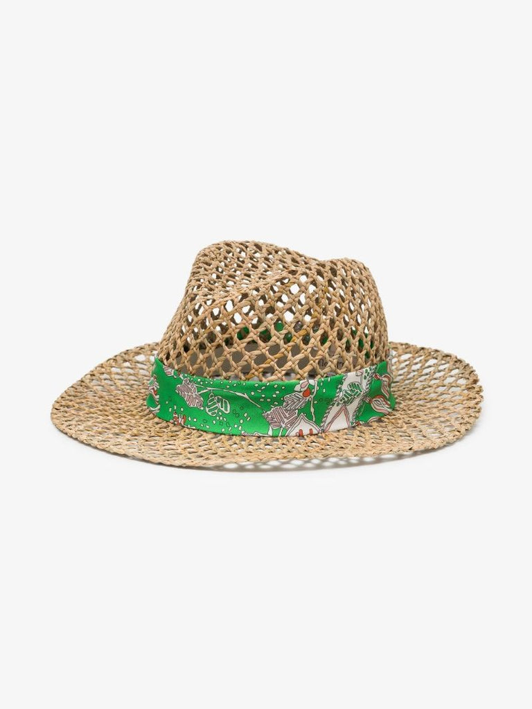 Neutral Rugiada Print Strap Straw Hat