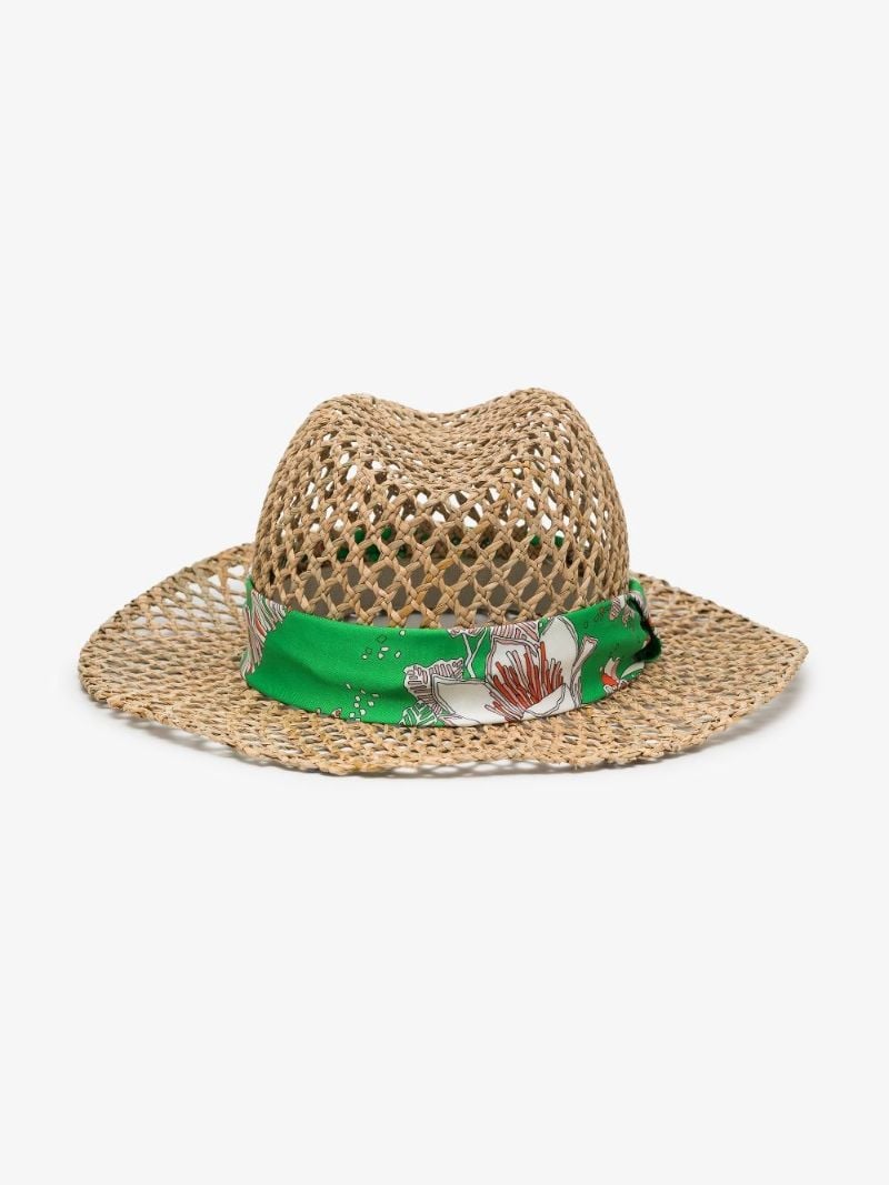 Neutral Rugiada Print Strap Straw Hat