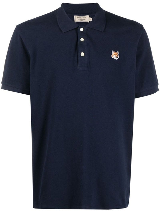 Blue Fox Head Patch Cotton Polo Shirt