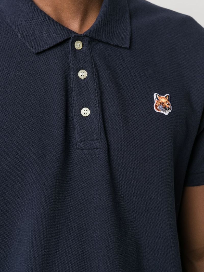Blue Fox Head Patch Cotton Polo Shirt