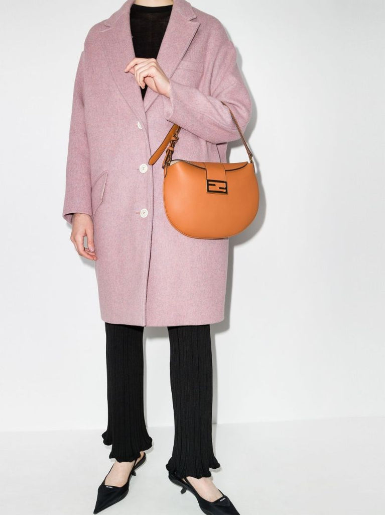 Brown Croissant Leather Shoulder Bag