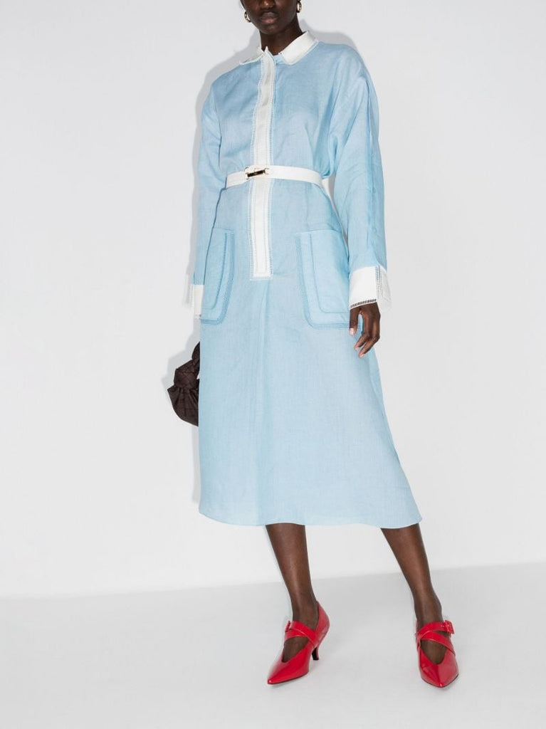 Belted Linen Shirt Dress
