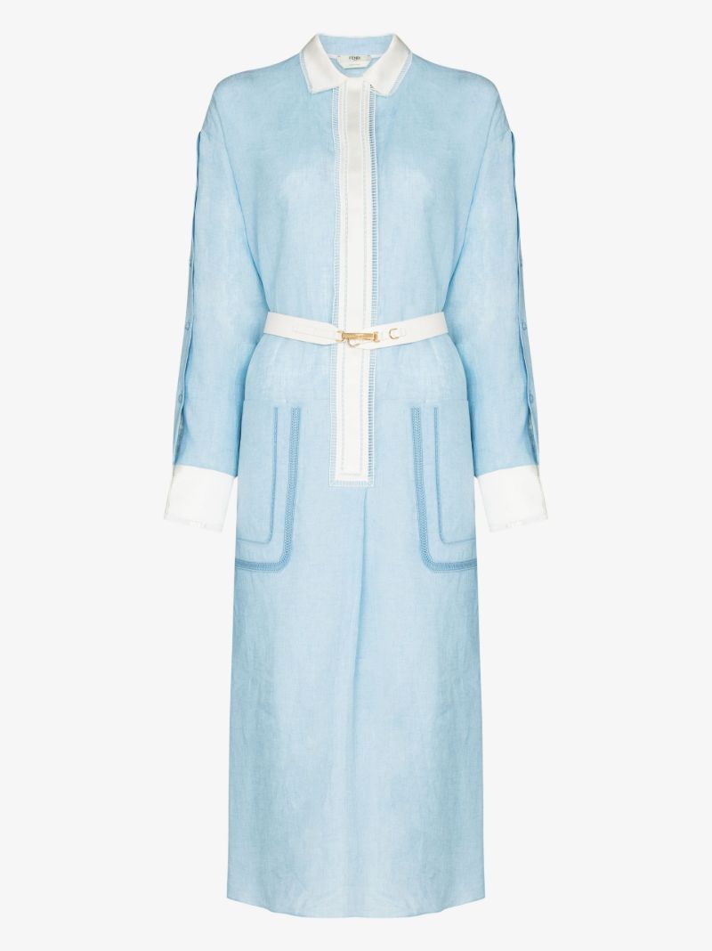 Belted Linen Shirt Dress