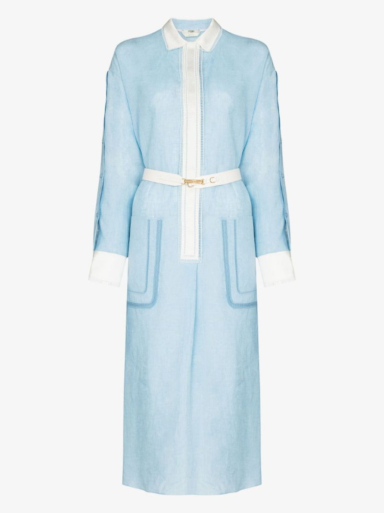 Belted Linen Shirt Dress