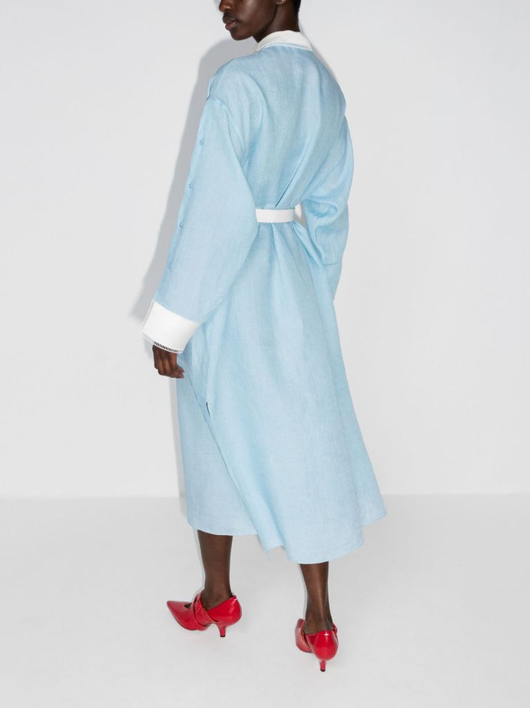 Belted Linen Shirt Dress