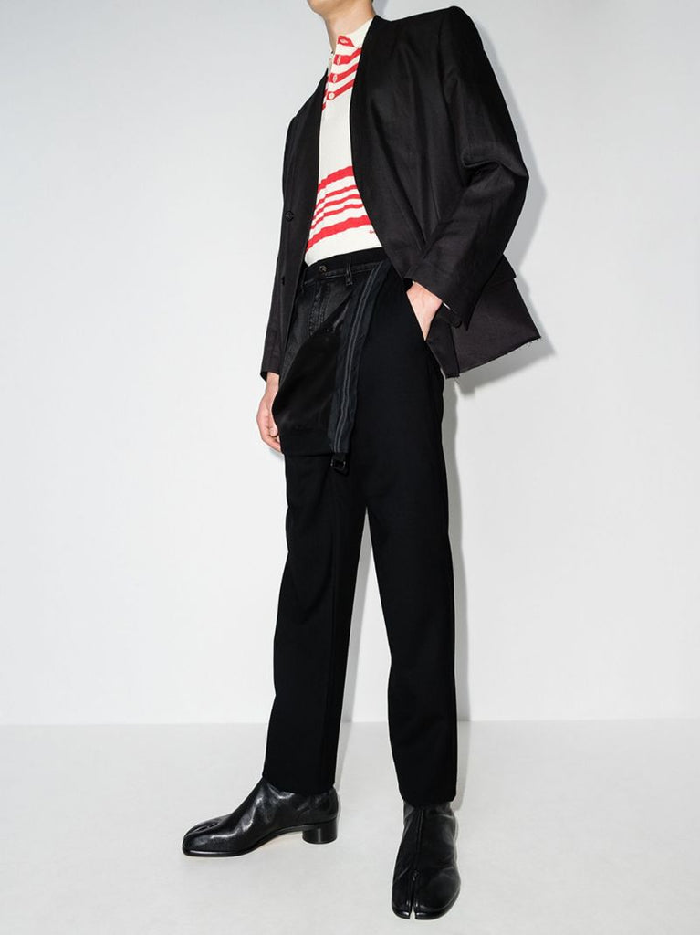 Denim Insert Straight-leg Trousers