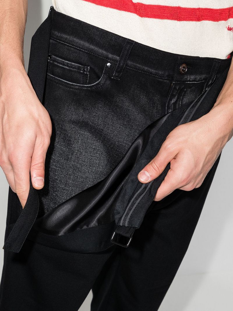 Denim Insert Straight-leg Trousers