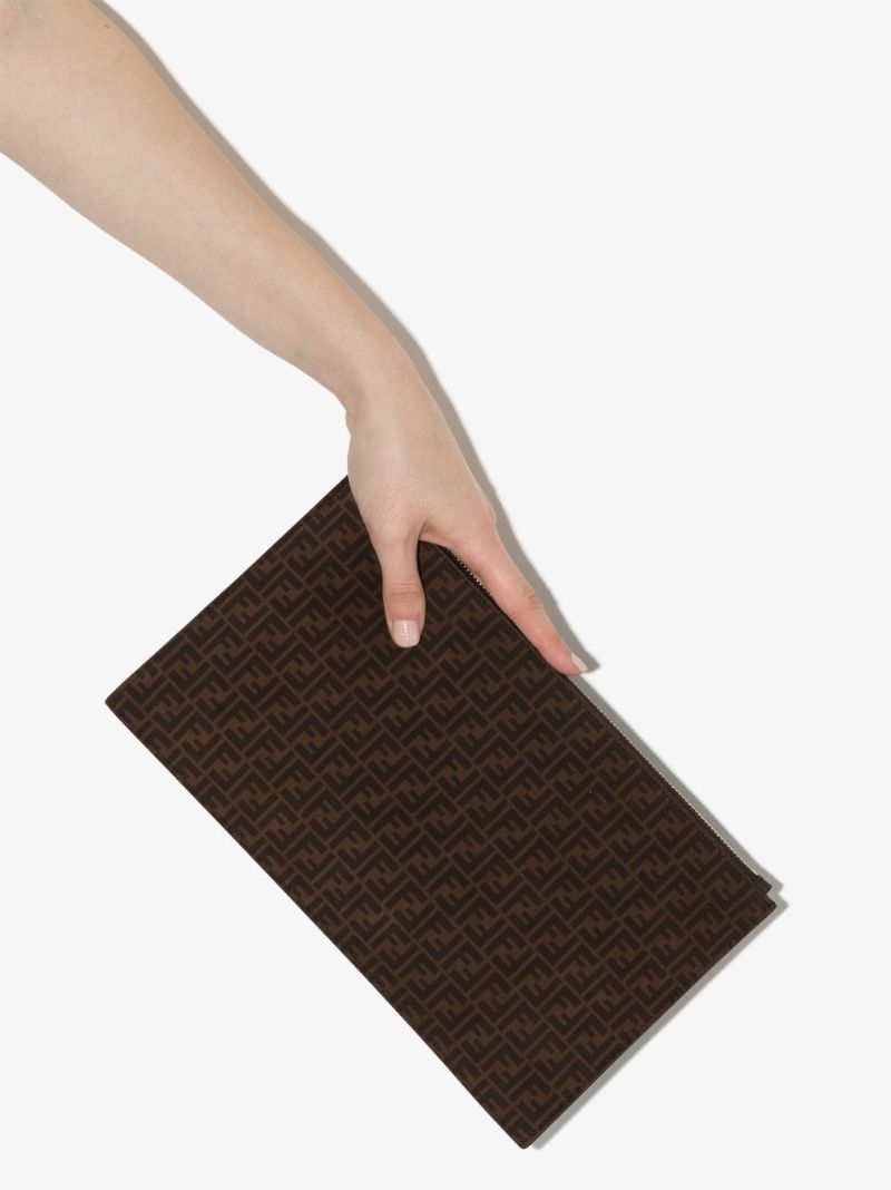 Brown Ff Monogram Medium Leather Clutch Bag