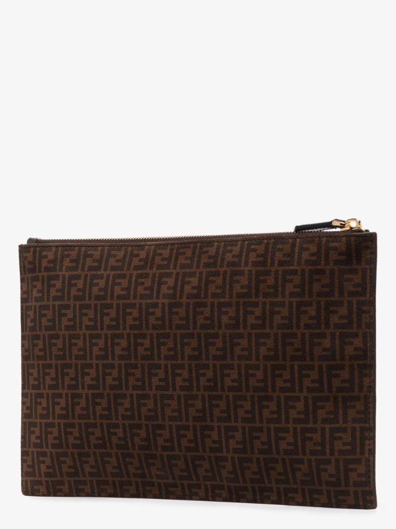 Brown Ff Monogram Medium Leather Clutch Bag