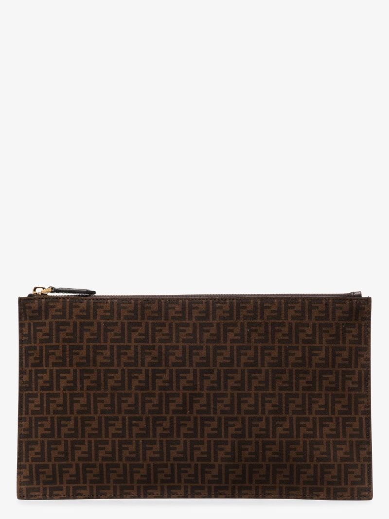 Brown Ff Monogram Medium Leather Clutch Bag