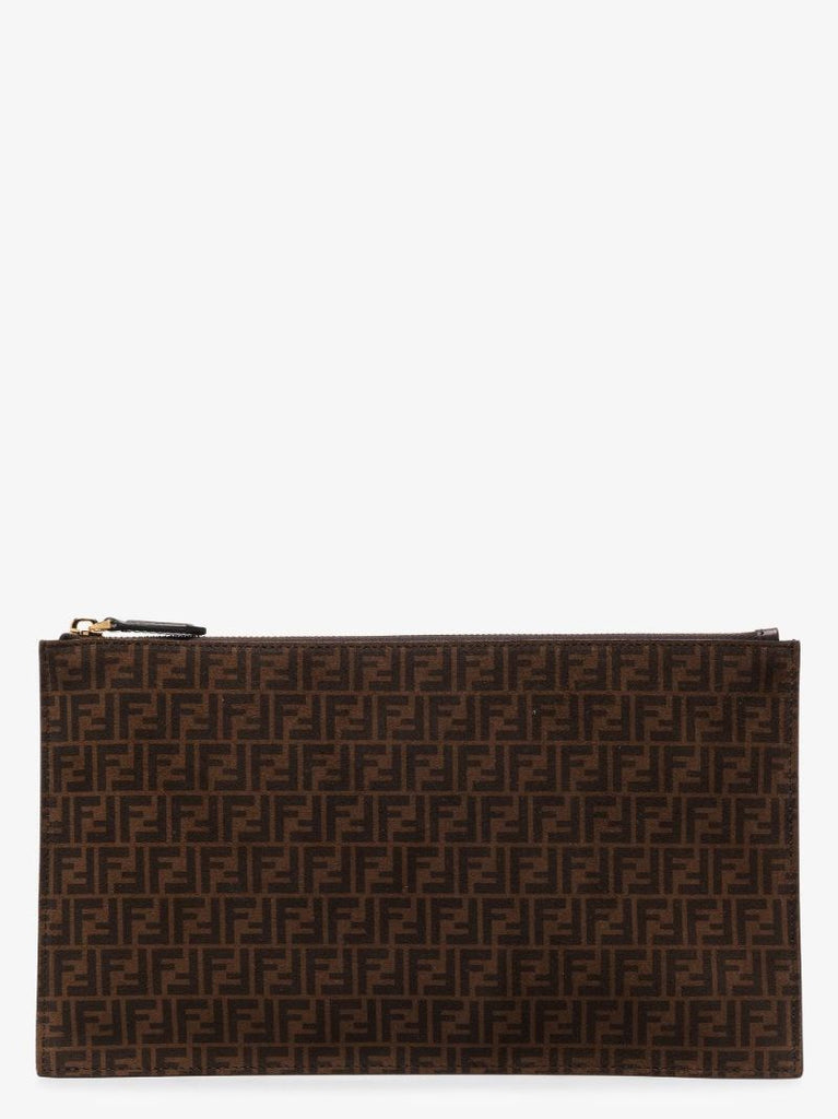 Brown Ff Monogram Medium Leather Clutch Bag