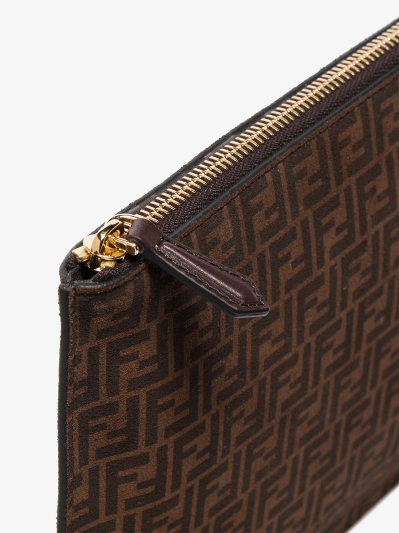 Brown Ff Monogram Medium Leather Clutch Bag