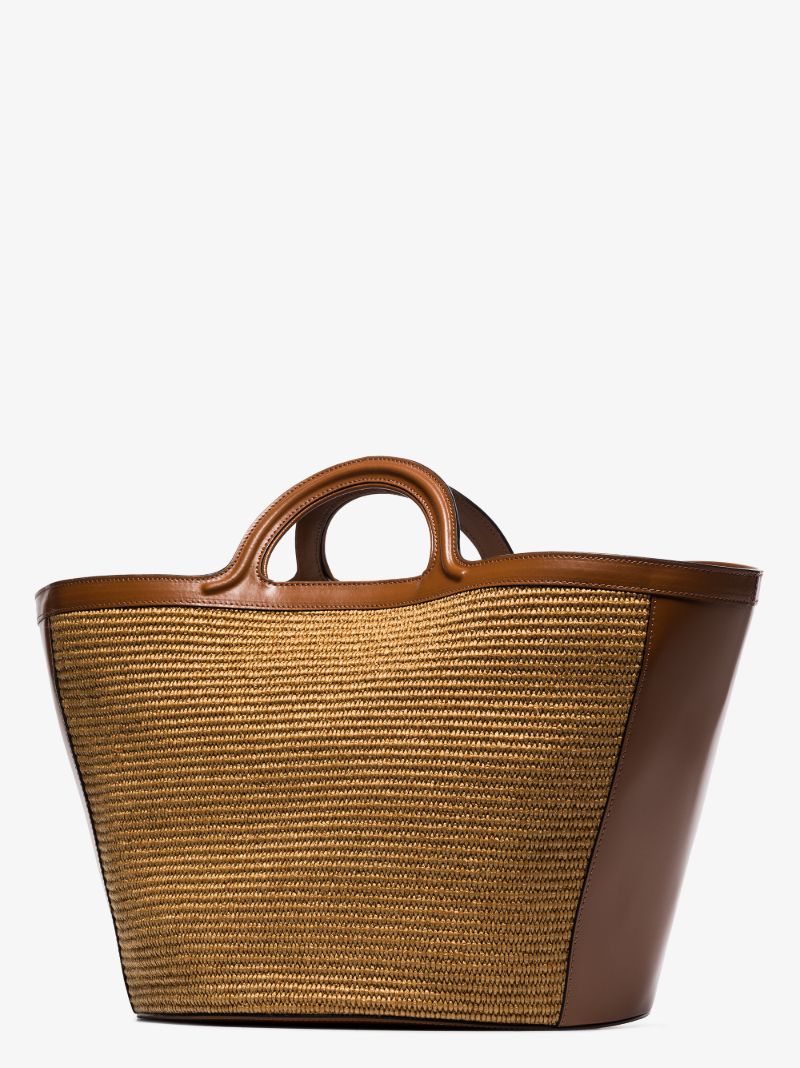 Logo-embroidered Raffia Tote Bag