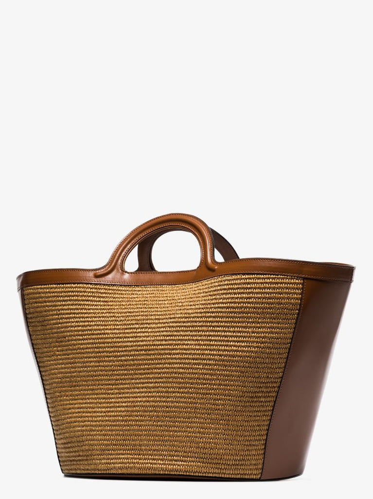 Logo-embroidered Raffia Tote Bag