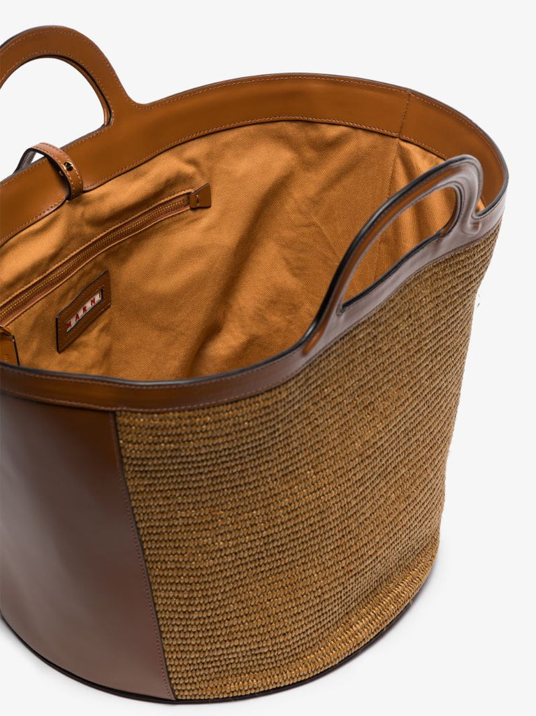 Logo-embroidered Raffia Tote Bag