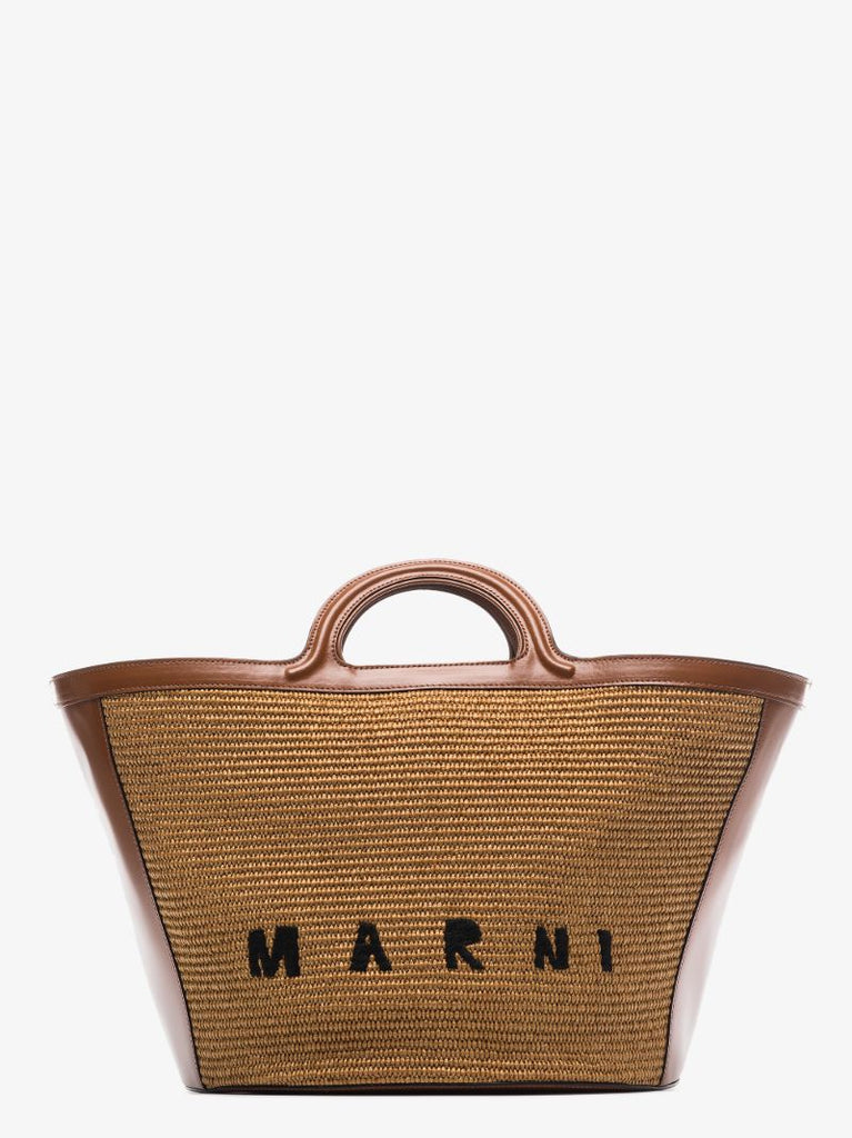 Logo-embroidered Raffia Tote Bag