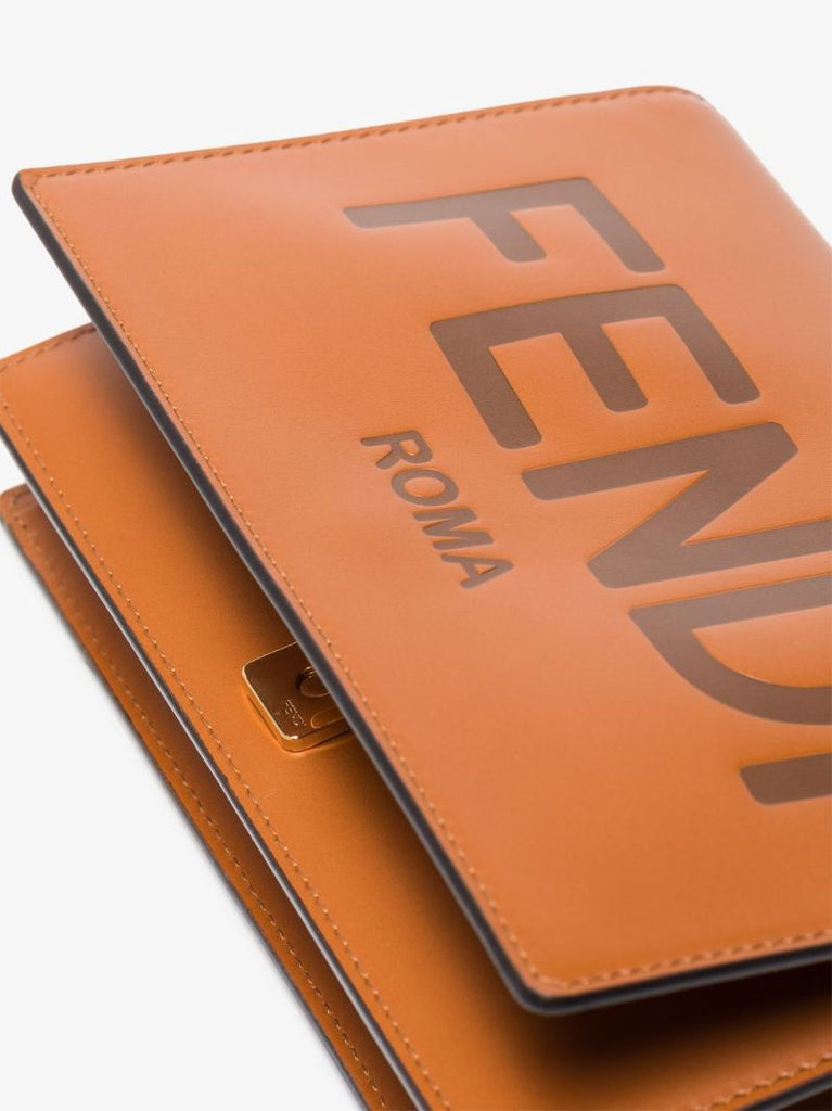 Brown Logo Leather Chain Wallet Bag