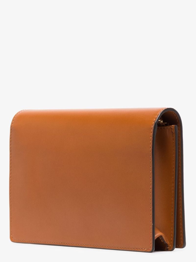 Brown Logo Leather Chain Wallet Bag