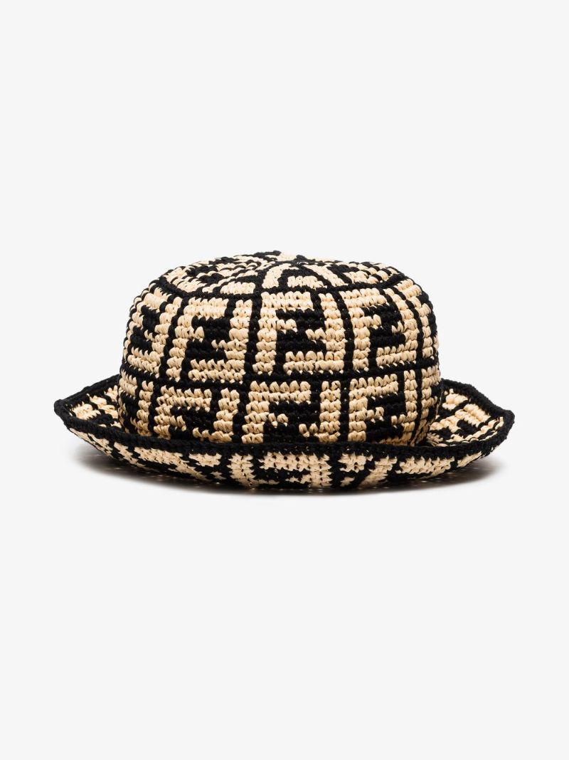 Neutral Ff Raffia Bucket Hat