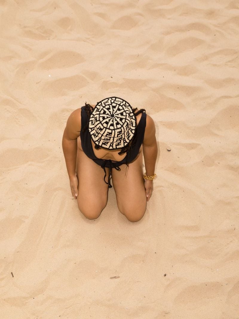 Neutral Ff Raffia Bucket Hat