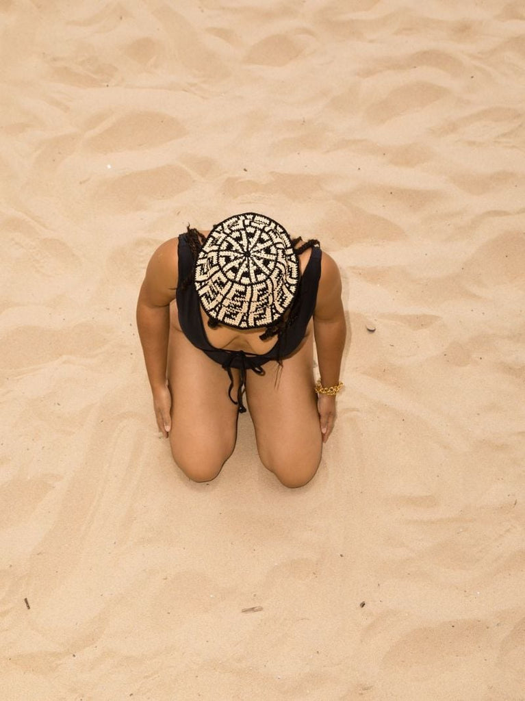 Neutral Ff Raffia Bucket Hat