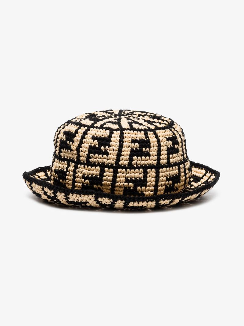 Neutral Ff Raffia Bucket Hat