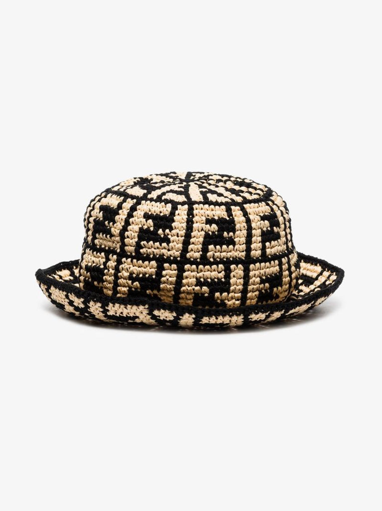 Neutral Ff Raffia Bucket Hat