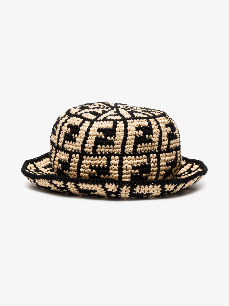 Neutral Ff Raffia Bucket Hat