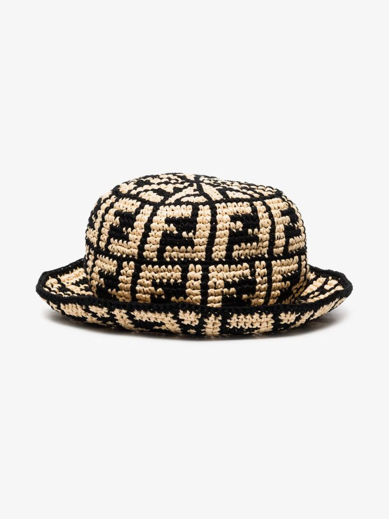Neutral Ff Raffia Bucket Hat