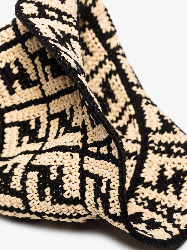 Neutral Ff Raffia Bucket Hat