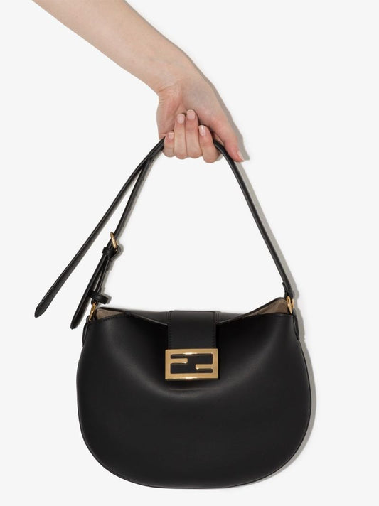 Black Croissant Leather Shoulder Bag