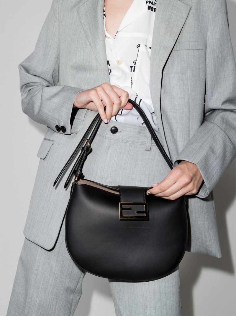 Black Croissant Leather Shoulder Bag